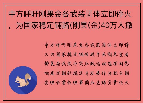中方呼吁刚果金各武装团体立即停火，为国家稳定铺路(刚果(金)40万人撤离)